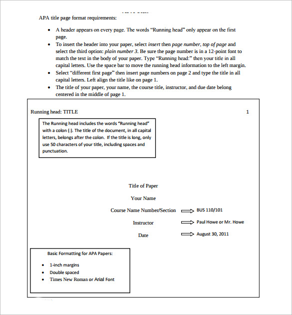 business plan cover page apa format