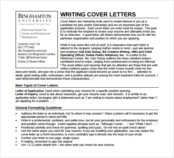 writing cover page letter