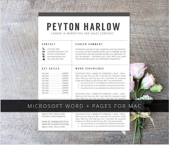 word resume cover page