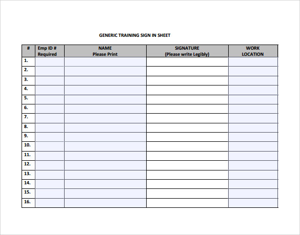 Training Sign in Sheet - 16+ Free Samples, Examples & Formats