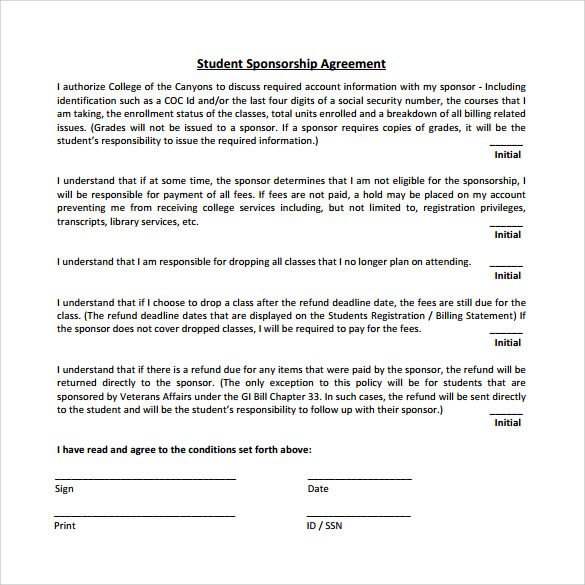 Sponsorship Agreement Templates 10 Free Word Excel PDF Formats 