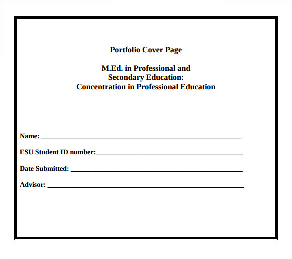 Free 6 Sample Portfolio Cover Page Templates In Pdf Ms Word