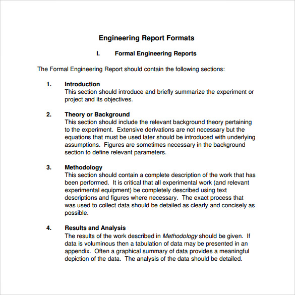 engineering report template format