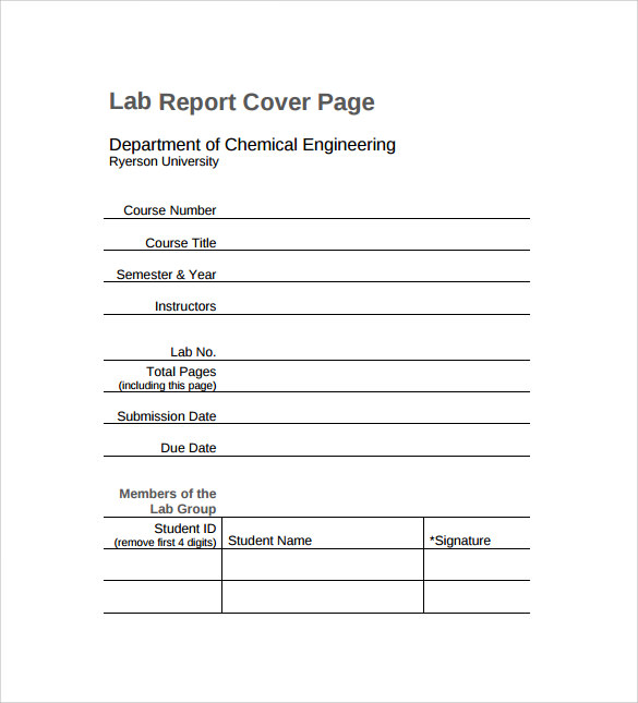 Cover Page For Report Template