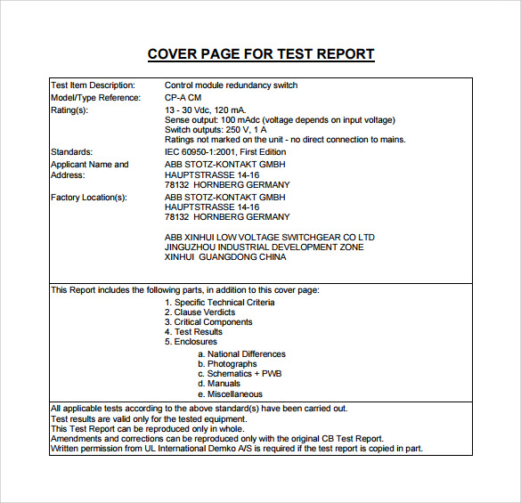 simple report cover page template