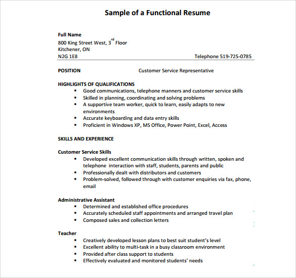 customer service resume example