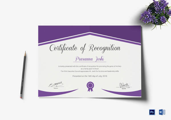 archery recognition certificate template