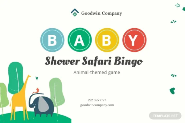 baby shower bingo card template