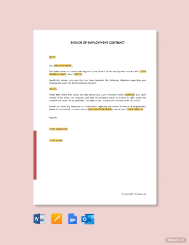 breach of employment contract letter template