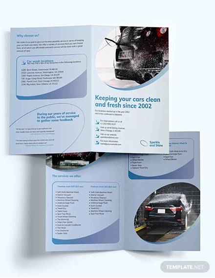 car wash bi fold brochure template