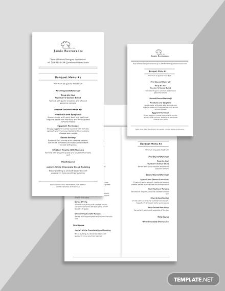 chalkboard banquet menu template