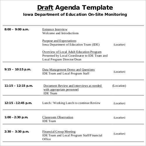 draft agenda template