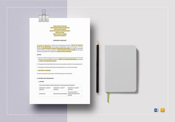 easy to edit roommate agreement template