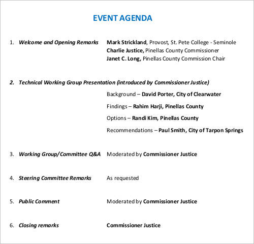 event agenda template