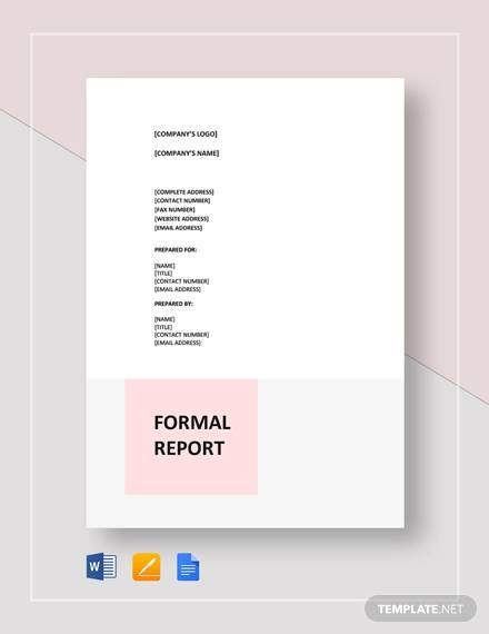 Formal Report Template Free Download