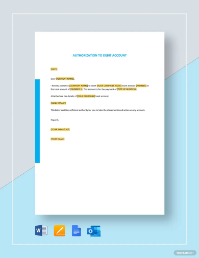free authorization to debit account template