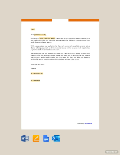 free credit decline letter template