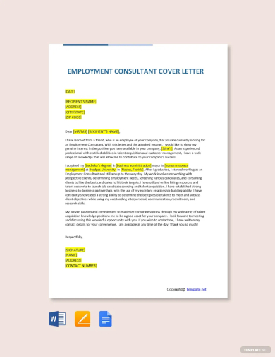 free employment consultant cover letter template
