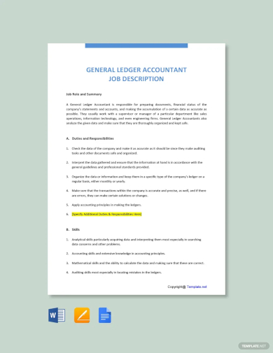free general ledger accountant job description template