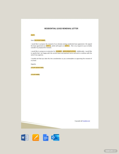 free residential lease renewal letter template