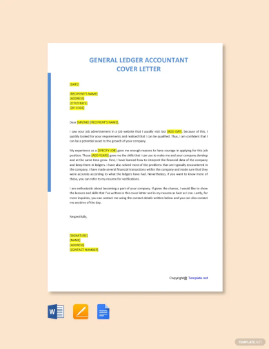 general ledger accountant cover letter template