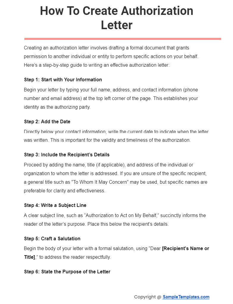 how to create authorization letter