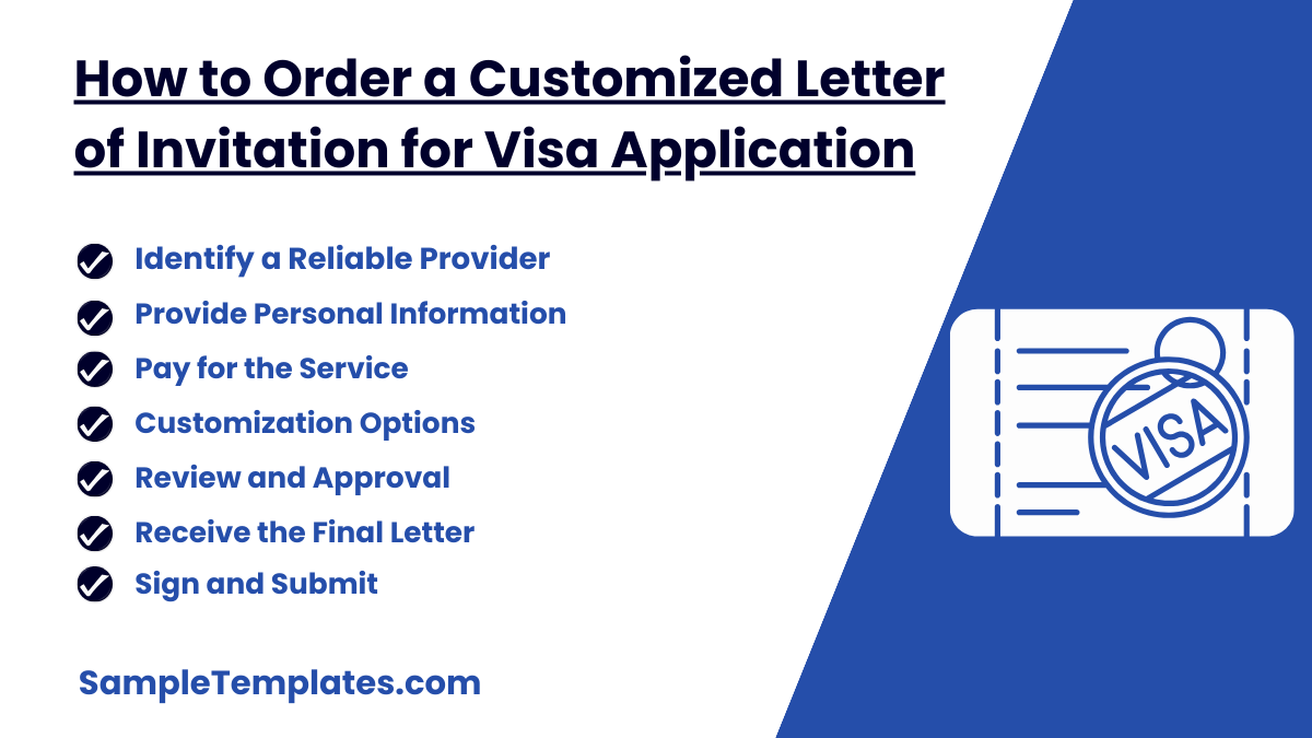 how to order a customized letter of invitation for visa application