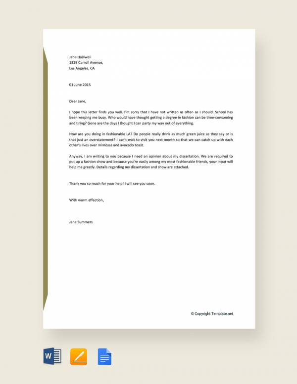 informal application letter format