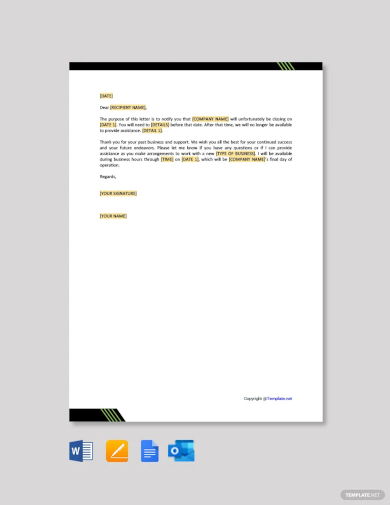 letter for closing a business template