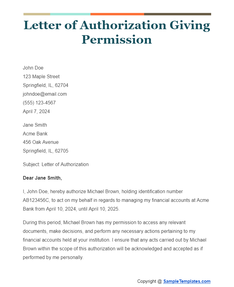 letter of authorization giving permission