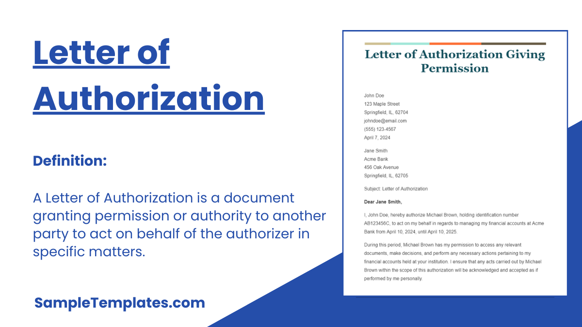 Authority Letter Sample Format