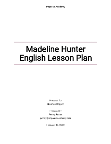 madeline hunter english lesson plan template