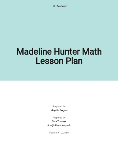 madeline hunter math lesson plan template