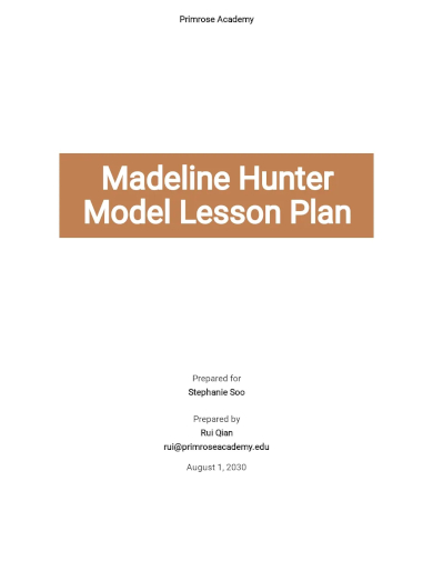 madeline hunter model lesson plan template