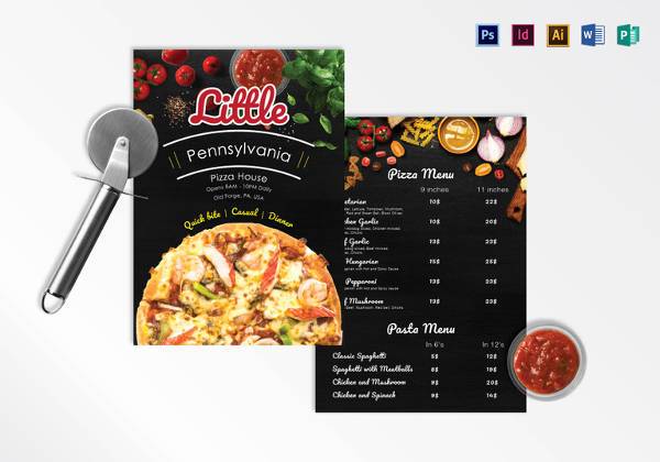printable pizza menu template