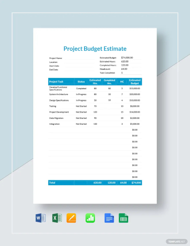 project budget estimate template