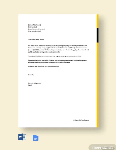 rent increase letter from landlord template