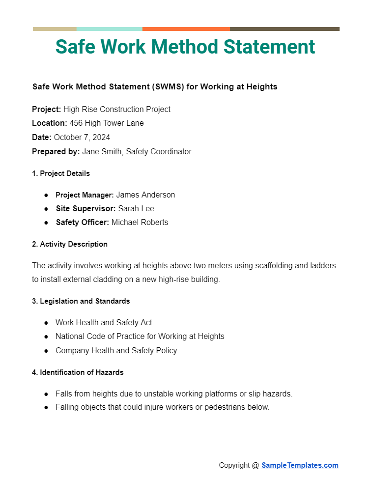 safe work method statement