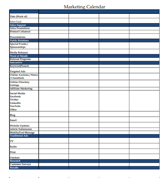 FREE 11+ Sample Calendar Templates in MS Word | Excel | PDF | PSD