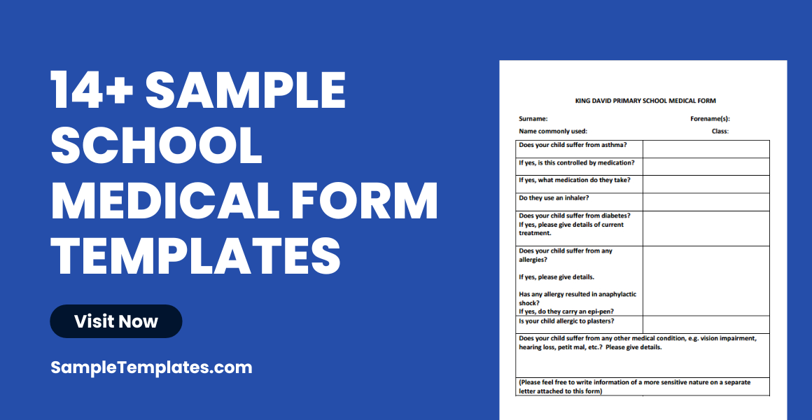 sample school medical form templates