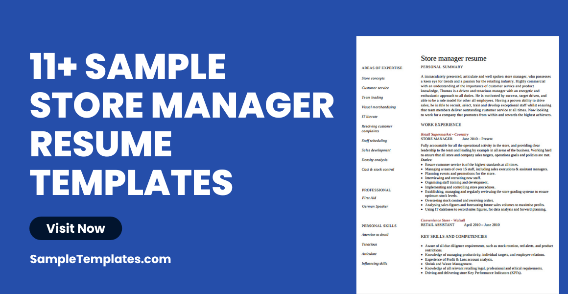 sample store manager resume templates