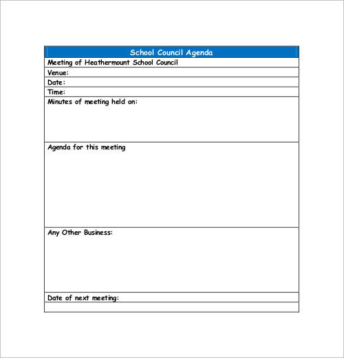 student council meeting agenda template