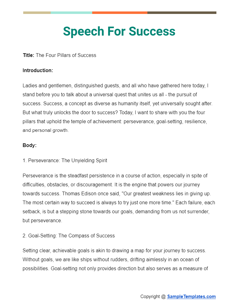 speech for success