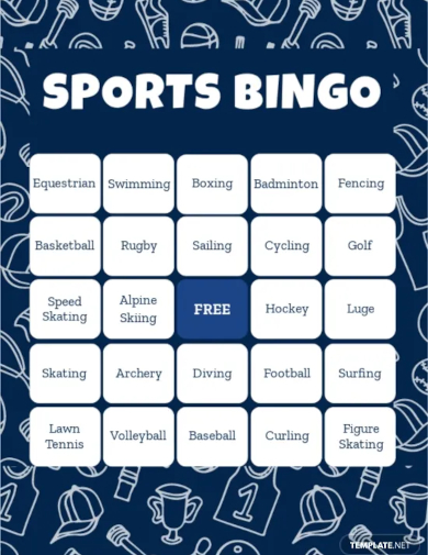 sports bingo card template