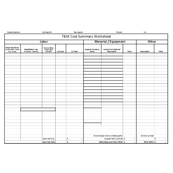 Excel Subcontractor List Template