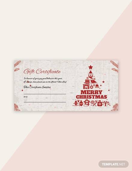 free blank christmas gift certificate