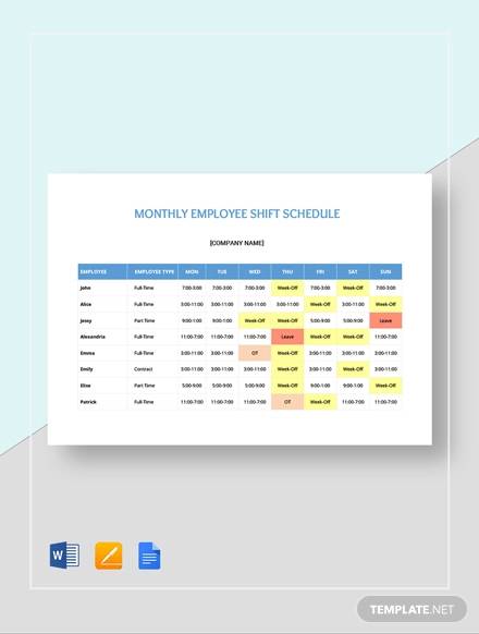 FREE 13+ Sample Shift Schedules in PDF | Excel