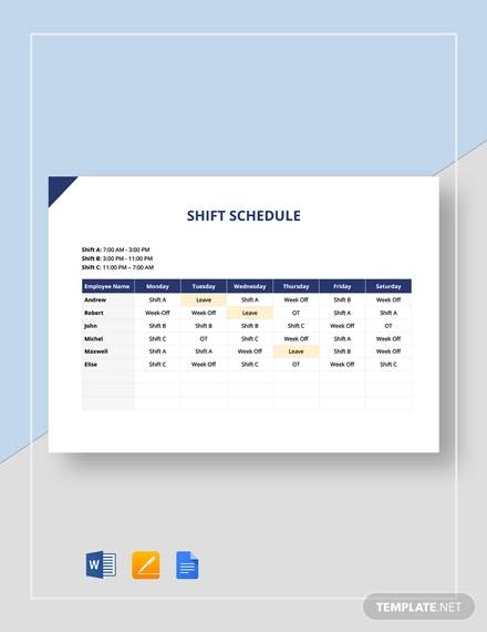 2nd shift schedule