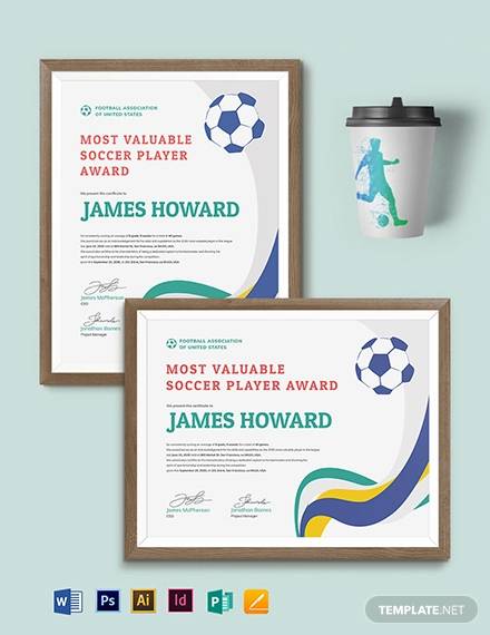 soccer award certificate