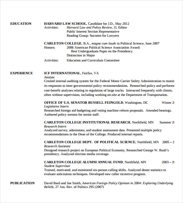 Political Science Entry Level Resume Samples Templates